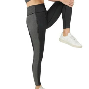 OFFLINE by Aerie Seamless High Waisted Two Tone 7/8 Legging Black Small